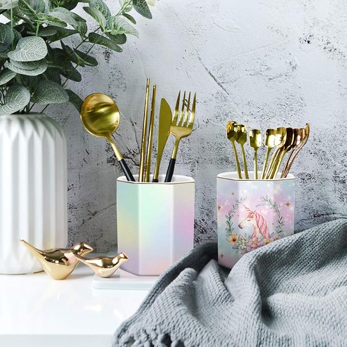 Pen Holder for Desk, Pencil Cup Holder Desktop Stationery Makeup Brush - Image 4