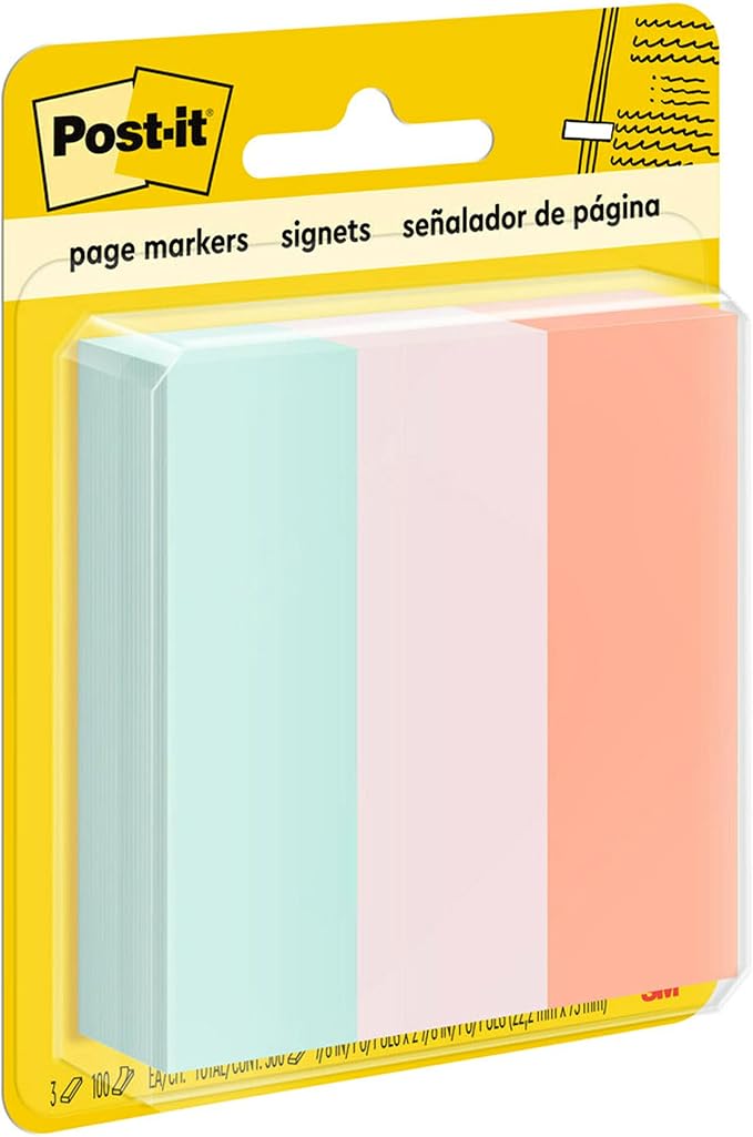 Post-it Page Markers, 1 in x 3 in, 100 Sheets/Pad, 3 Pads/Pack - Image 2