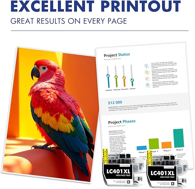 LC401XL LC401 MFC-J1010DW Black Ink Cartridges Compatible for Brother LC 401 XL MFC-J1010DW MFC-J1170DW MFC-J1012DW MFC-J1800DW MFC J1010DW Printer (High Yield, 2 Pack)-DeskLoop Office