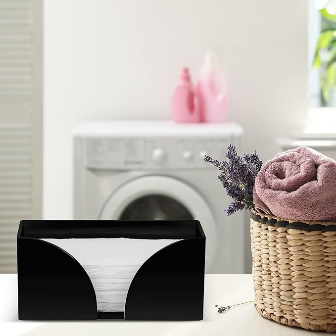 2Pack Paper Towel Dispenser Countertop, Black Acrylic Paper Towel Holder for Bathroom Folded Paper Towel Dispenser Clear Trifold Napkin Holder for Z-fold, C-fold, MultiFold Trifold - Home Kitchen-DeskLoop Office