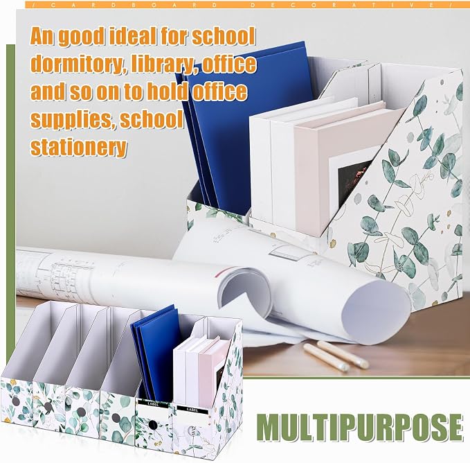 PerKoop 12 Pcs Decorative Magazine File Holders Floral Foldable File Folders - Image 5