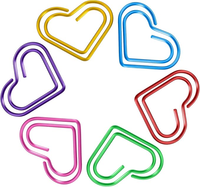 Frienda 105 Pieces Heart Paper Clips Colorful Paperclips Metal - Image 3
