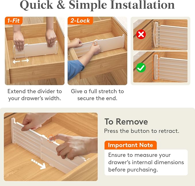 Lifewit 5" High 12 Pack Drawer Dividers, 11.5"-18.5" Adjustable Deep Drawer - Image 4