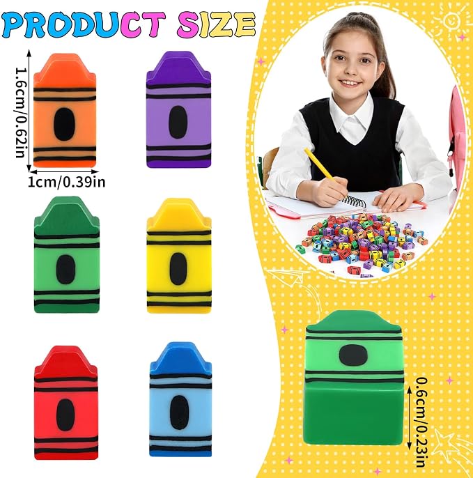JUNEBRUSHS 150 Pcs Mini Crayon Erasers, Back to School Classroom Supplies | - Image 2
