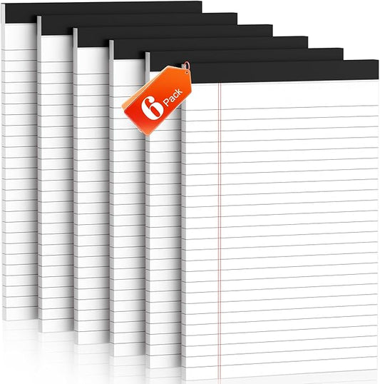5" x 8" Note Pads 6 Pack of Legal Pads 30 Sheets Notepad College Ruled Small Writing Pads Perforated Pages Paper Pads 80GSM Heavyweight Paper Note Pads for Home, Office, or School-DeskLoop Office