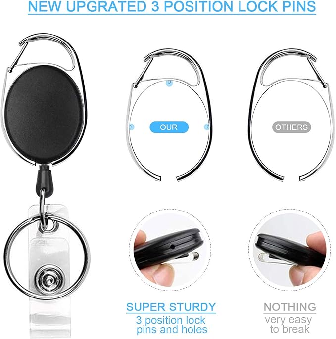 Teskyer Badge Reel, 5 Pack Retractable Badge Holders - Image 4