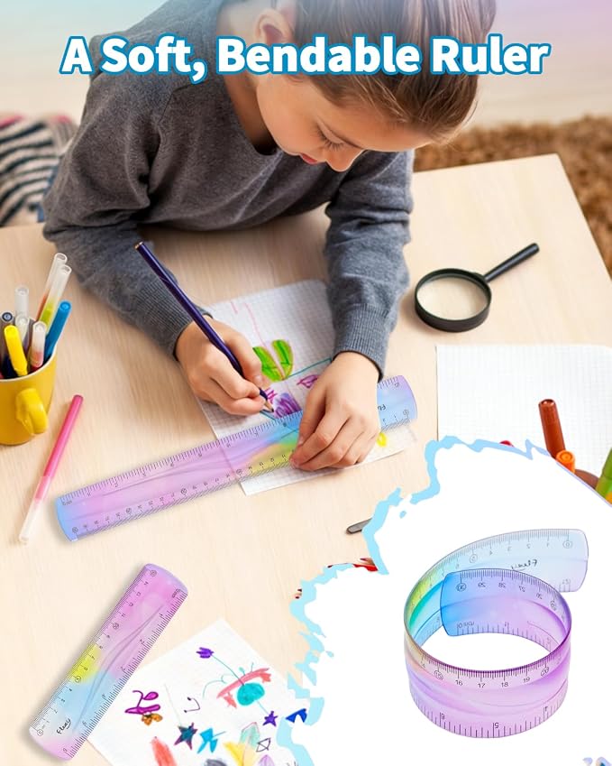 4 Pack Flexible Ruler Set, 12 Inch & 6 Inch Bendable Rulers - Image 6