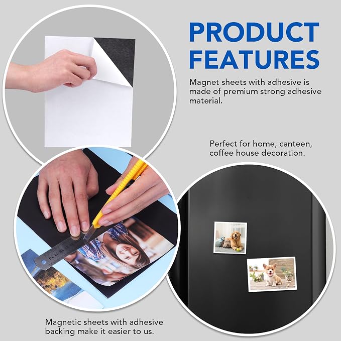 DIYMAG Magnetic Adhesive Sheets Photo Mat, |8" x 10"|, 50 Pack Magnetic Sheets - Image 3