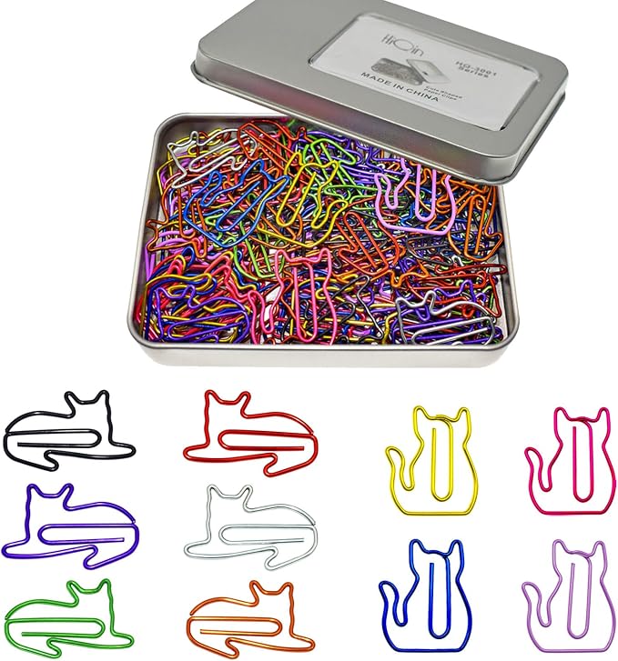 100 pcs Cat Paper Clips Cute Decorative Paperclips, Cat Lover Gifts by HiQin