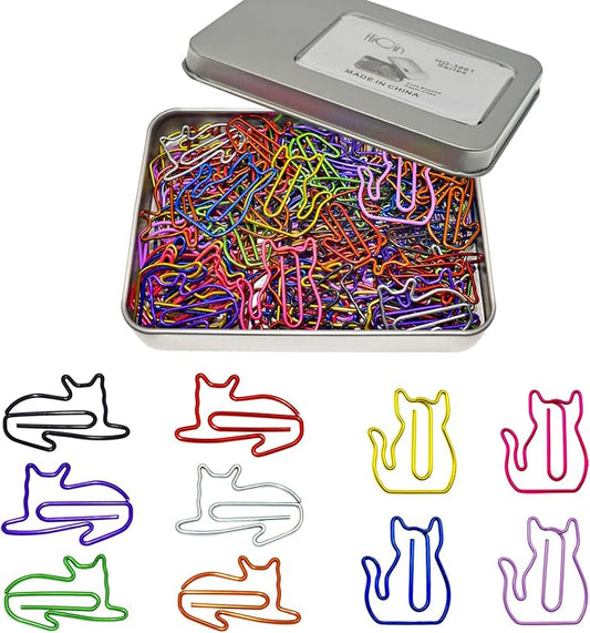 100 pcs Cat Paper Clips Cute Decorative Paperclips, Cat Lover Gifts by HiQin