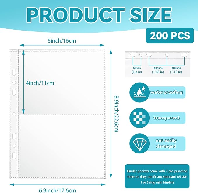 VOKOY 200 Pack Mini Sheet Protectors fit 4"x6"' Cards - Image 2