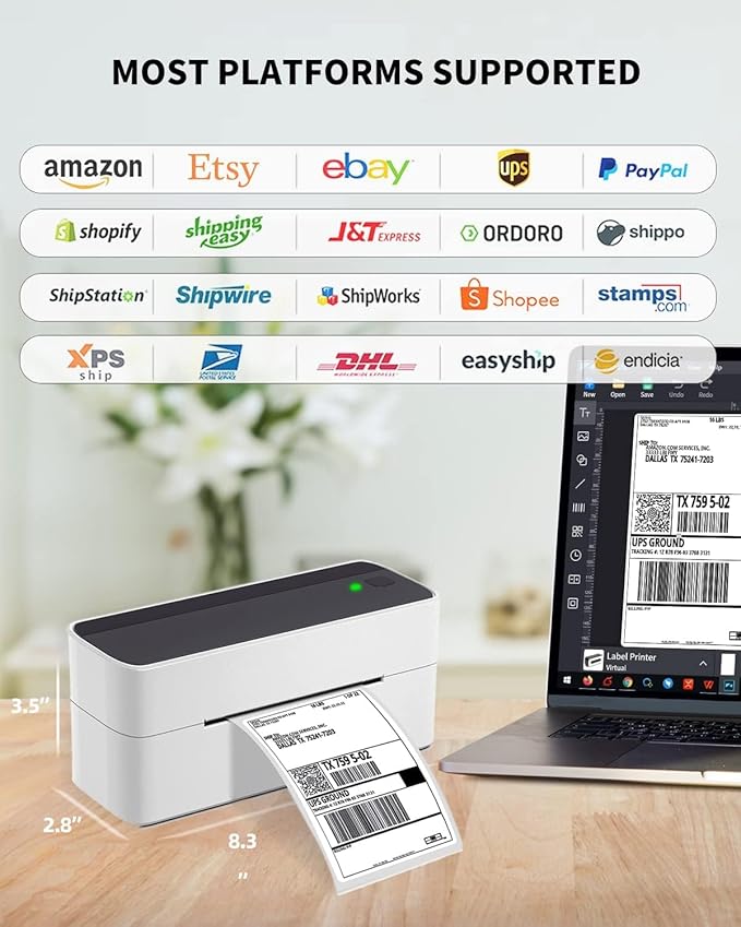 Phomemo Bluetooth Thermal Printer for Shipping Packages - Wireless Label Printers for Small Business with Phone&Pad&PC, 241BT Shipping Label Printer Compatible with Amazon, Ebay, Shopify, USPS, Temu-DeskLoop Office