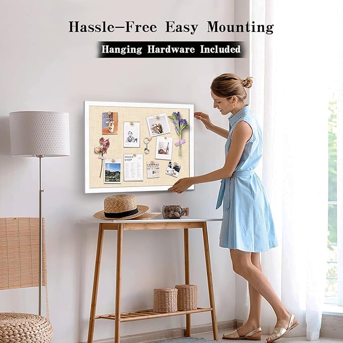 2 Pack Large Bulletin Board, 23 "x17 White Cork Boards for Walls with Frame, Pin Display Board Vision Board for Home School Office Decor-DeskLoop Office