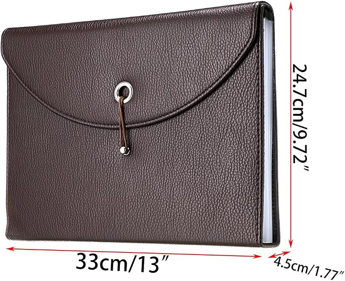 BTSKY PU Leather Expanding File Folders-13 Pockets A4 Letter Size Paper File - Image 6