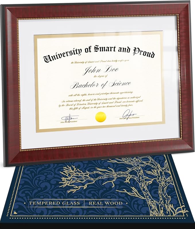 Wooden College Diploma Frame 8.5 x 11 by SmartandProud