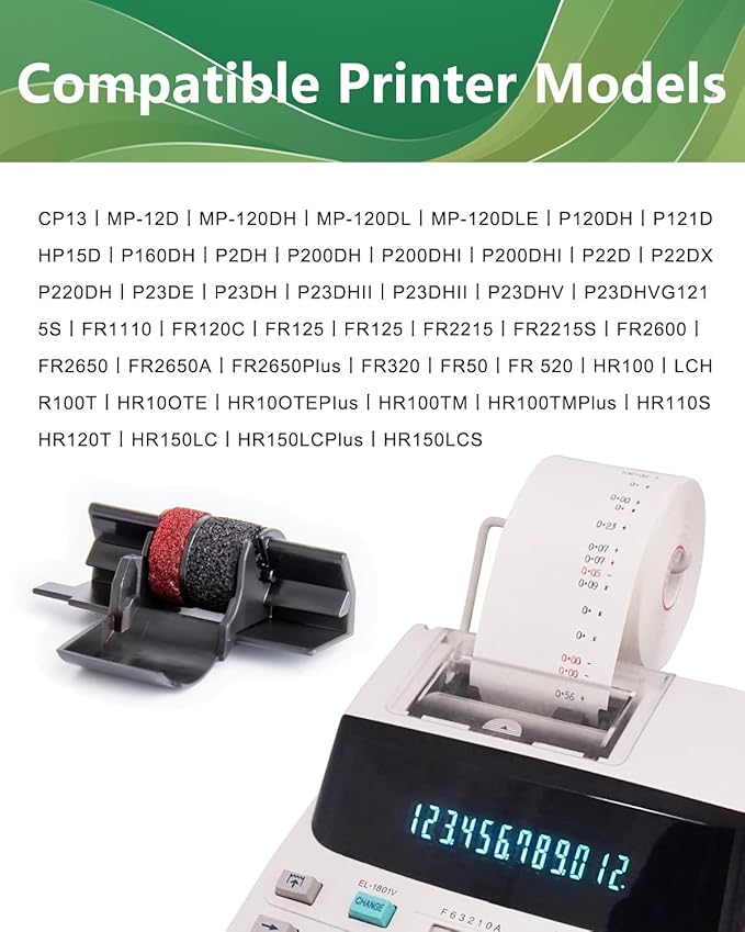 Calculator Ink Roller Printer Ribbon (10 Pack) IR40T IR-40T CP13 MP-12D PR-42 IR-40T, Black & Red Compatible with Casio HR-100TM HR-150TM HR-170RC, Sharp EL-1750V EL-1801V-DeskLoop Office
