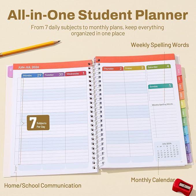 SUNEE Elementary Student Planner 2026-2027, Dated Academic Year Jul. 2026 - Image 3