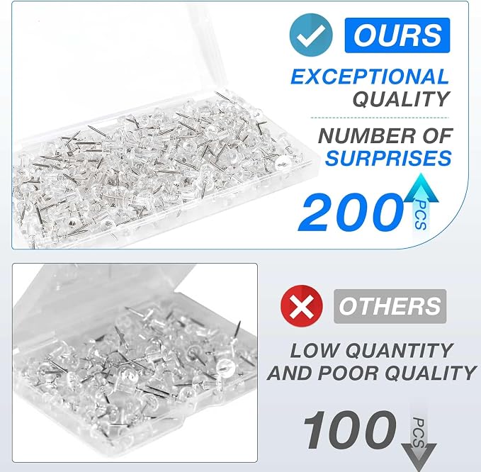 200 Pcs Clear Push Pins Tacks - Image 5