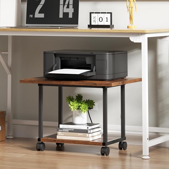 Asgolion Printer Table, 2-Tier Under Desk Printer Stand, Printer Stand - Image 4