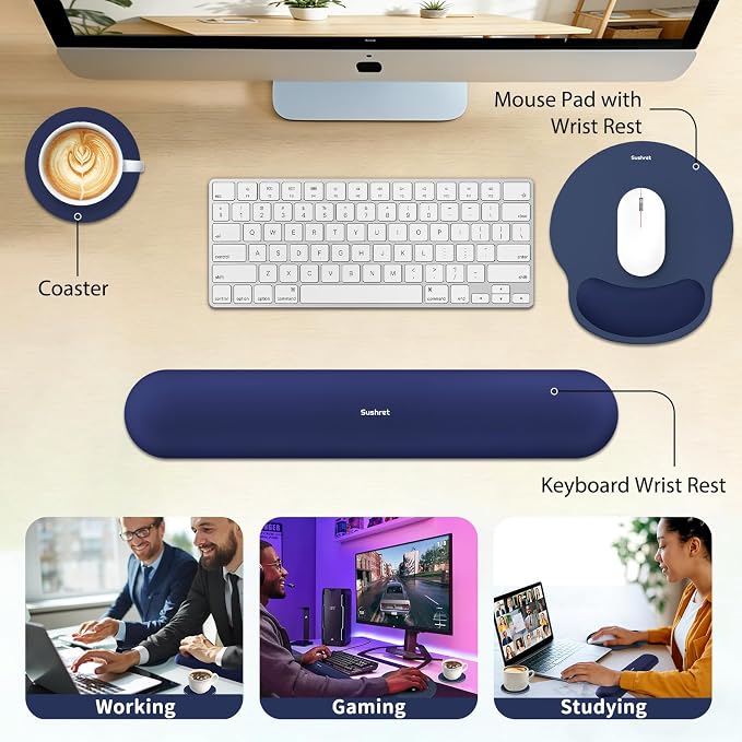 Sushret Mouse Pad and Keyboard Wrist Rest, 3-in-1 Gel Memory Foam Ergonomic - Image 6