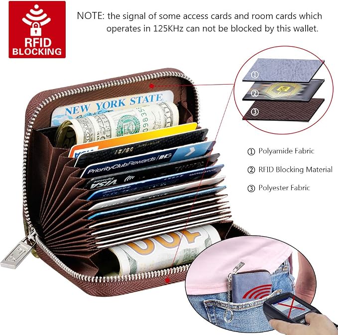 FurArt Zipper Wallet Women, RFID Blocking Credit Card Wallet, Business Card - Image 5