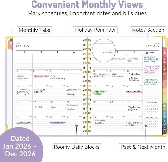 2026 Planner, Forvencer Calendar Planner Weekly and Monthly, Jan 2026-Dec 2026 - Image 3