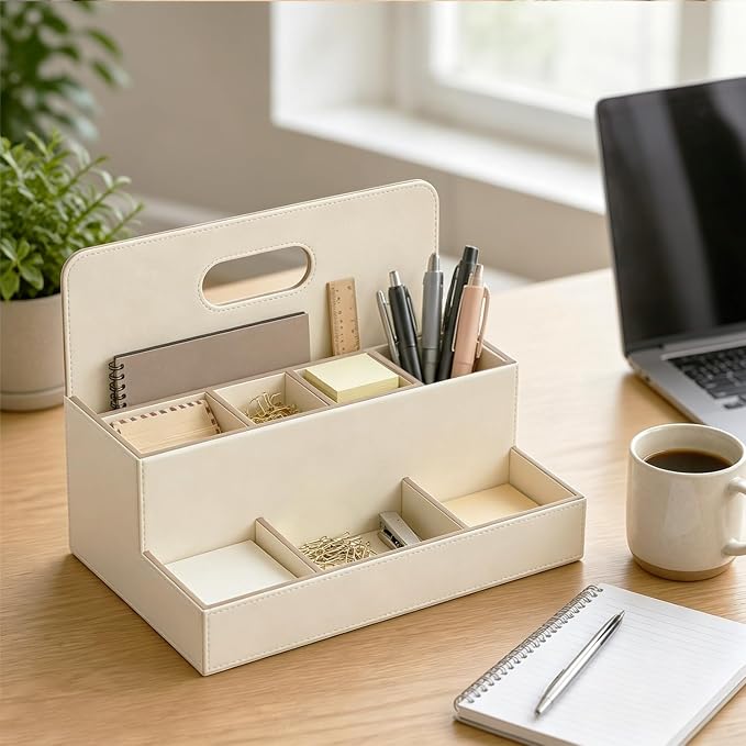 Mail Organizer Countertop, Office Desk Accessories Bill Sorter File Holder | PU - Image 7