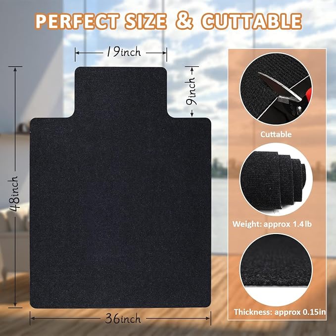 Hardwood and Tile Floor Office Chair Mat, Non-Slip Low-Pile Floor Protector - Image 4