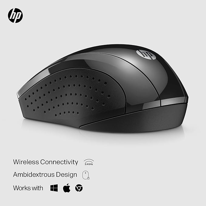 HP X3000 G3 Wireless Mouse - Black, 15-Month Battery, Side Grips for Control, Travel-Friendly, Blue LED, Powerful 1600 DPI Optical Sensor, Compatible with Wins PC/Laptop, Mac, Chromebook (683N7AA)-DeskLoop Office
