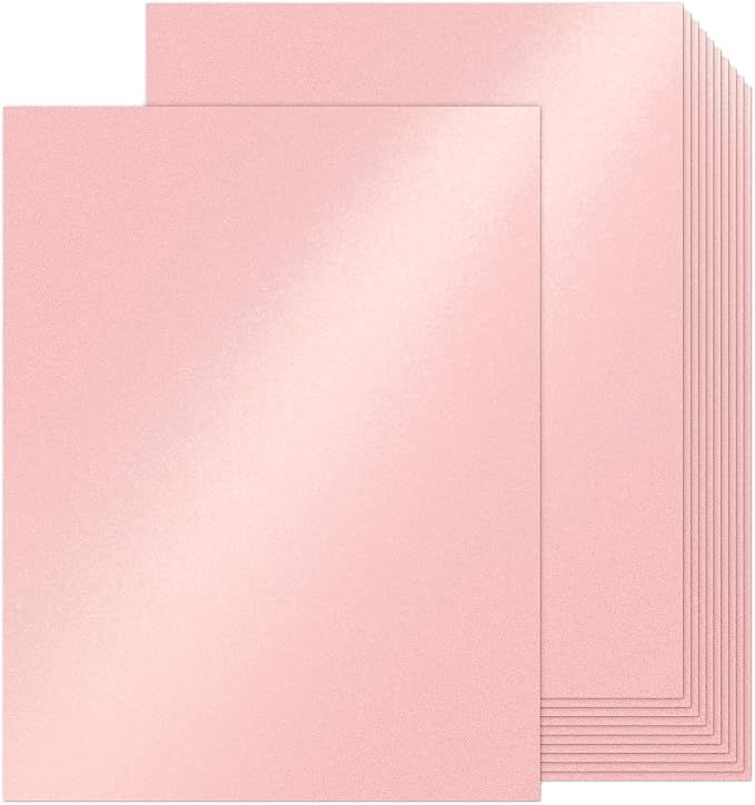 24 Sheets Pink Shimmer Cardstock 8.5 x 11 Iridescent Paper, Goefun 80lb Card by Goefun