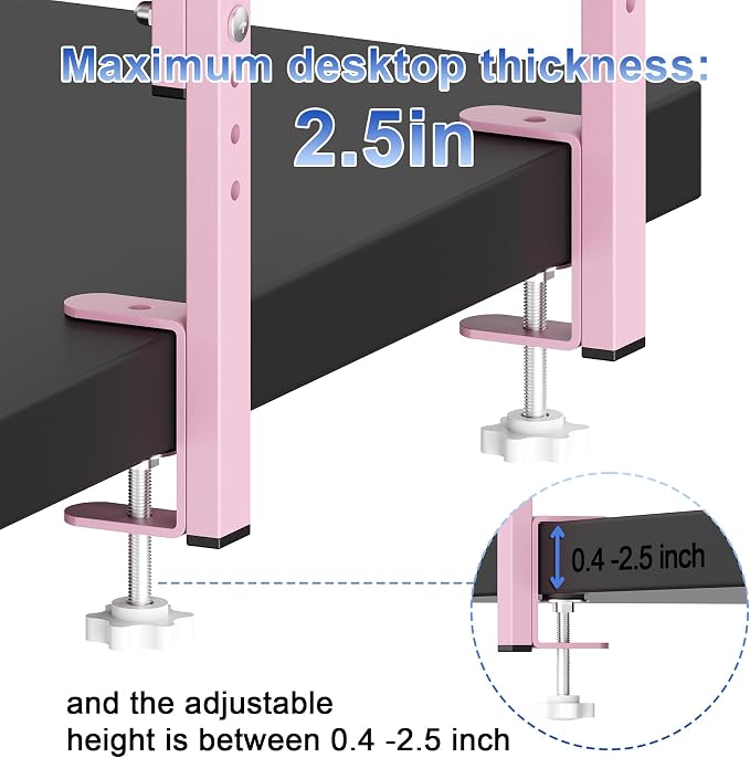2-Tier Desk Shelf, Expandable Under Desk Storage, Clamp on Desk Shelf, Desktop - Image 5