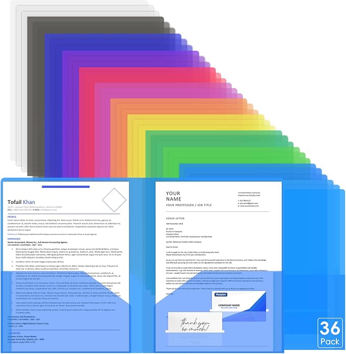 36 Pack Plastic Folders with 2 Pockets, Letter Size, 12 Colors | Polypropylene by Unknown