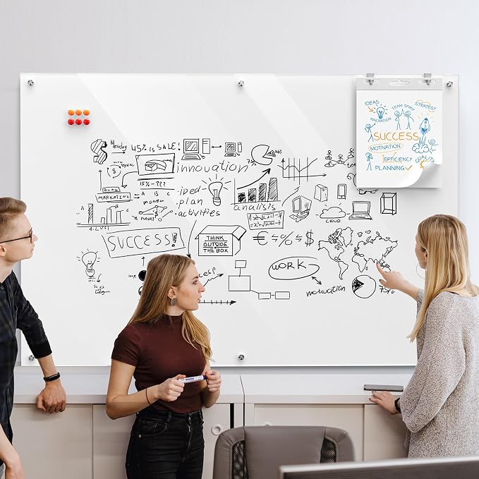 MaxGear 72" x 48" Glass Whiteboard Wall Mounted - Image 7