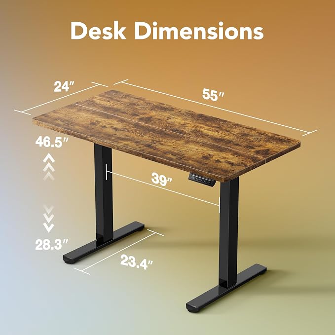 HUANUO Electric Standing Desk, 55 x 24 Inch Height Adjustable Computer Desk - Image 2