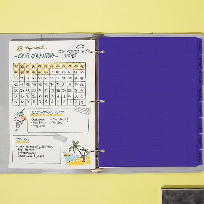 Dark Purple Binder Dividers, 8-Tab Sturdy Plastic Dividers, Binder Divider - Image 6