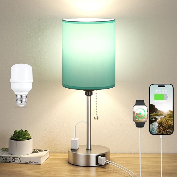 Dicoool Teal Bedside Lamp for Nightstand by DicooolDirect
