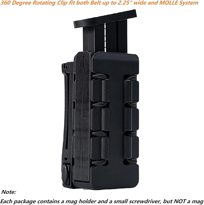 TACNEX Pistol Mag Holder w/Belt MOLLE Rotatable Adjustable Clip 9mm Magazine - Image 2