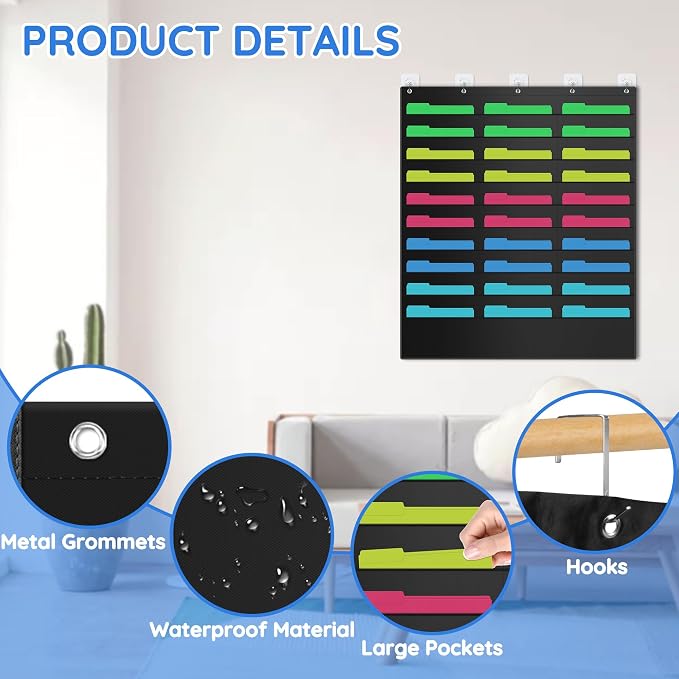 ZKOO 30 Pockets Hanging Wall File Organizer - Image 3