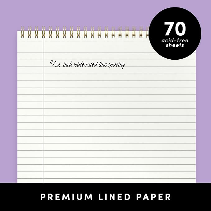 PAPERAGE Top Bound Spiral Notebook, 3 Pack, Lined Notepad, 70 Sheets Per - Image 3
