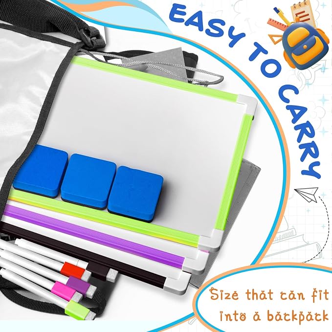 Colarr 6 Set Hanging Magnetic Dry Erase Board Small Double Side White Board - Image 5