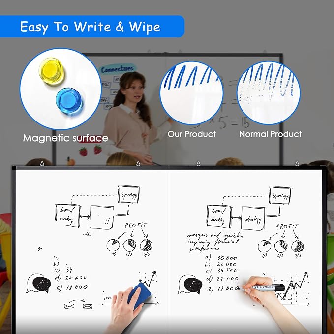White Board Dry Erase 60x40, Maxtek Large Magnetic Whiteboard Black Dry Erase - Image 4