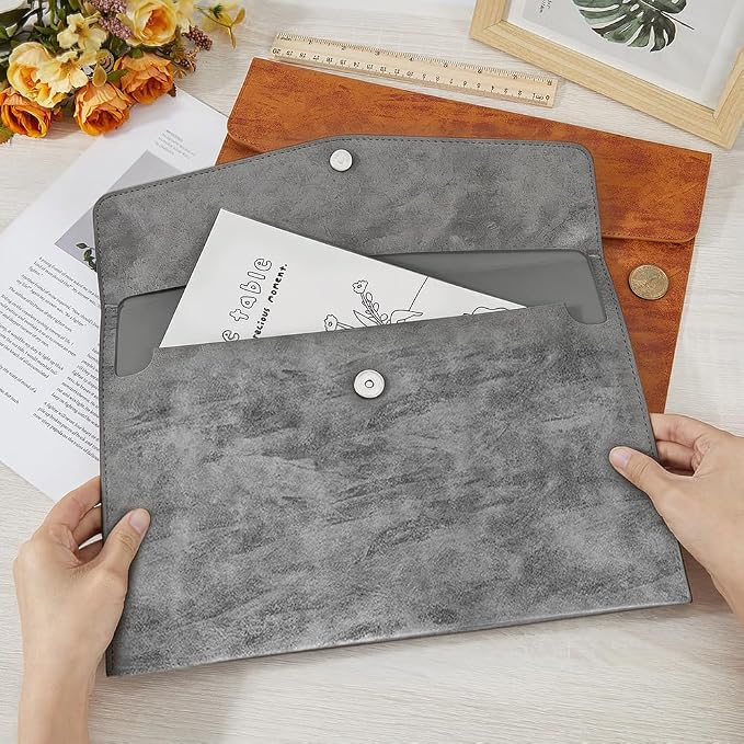 A4 PU Leather File Holder Document Folder Portfolio Filing Envelope Oragnizer - Image 3