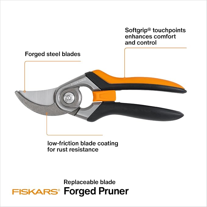 Fiskars Bypass Pruning Shears, Forged Steel Replaceable Blade, SoftGrip Handle - Image 2