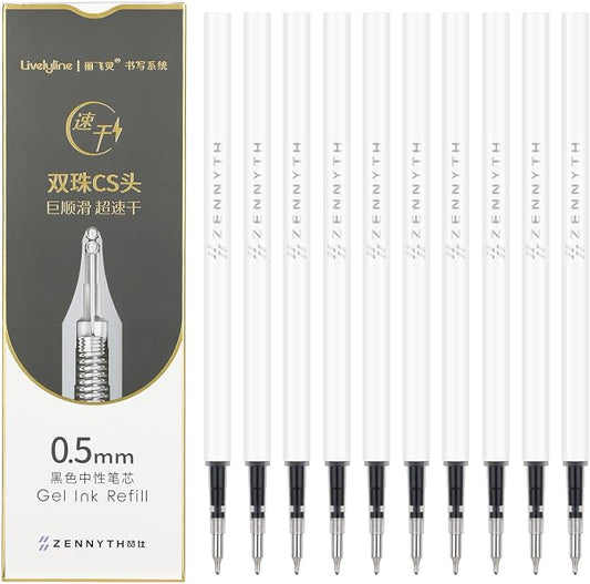 Ddaowanx 10 Pieces Gel Ink Pen Refills, Fine Point 0.5mm Tip Smooth Writing by Ddaowanx