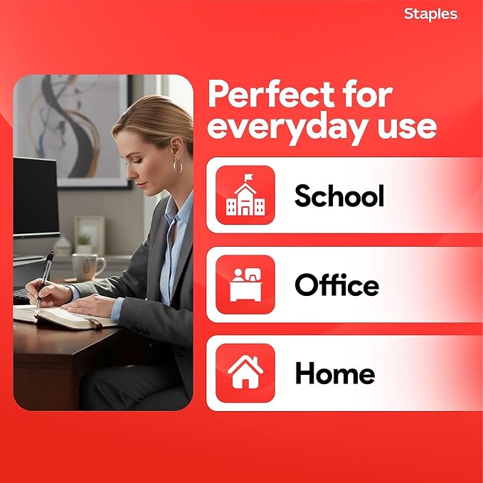 STAPLES Retractable Ballpoint Pens, Medium Point 1.0mm, 12 Pack – Comfortable - Image 7