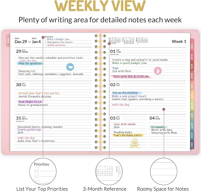 Forvencer 2026 Planner Weekly and Monthly, Jan 2026 -Dec 2026, Vegan Leather - Image 4