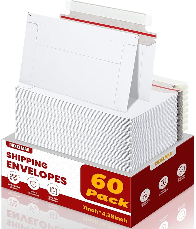 60 Pack Rigid Mailers, Perfect Size Shipping Envelopes by Unknown