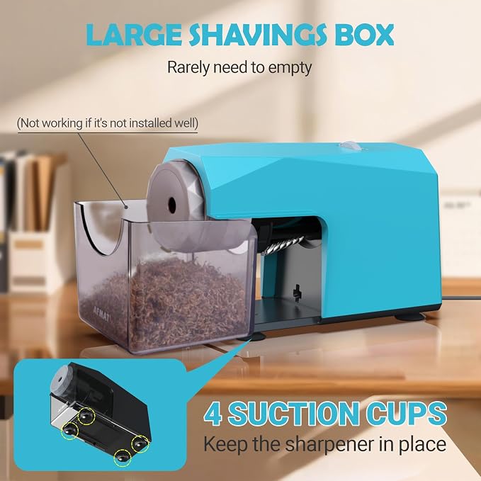 AFMAT Electric Pencil Sharpener, Fast & Hands-Free, 10K+ Uses, 5 Nibs, Fully - Image 7