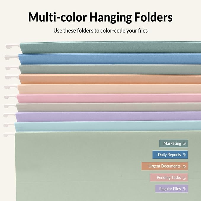 SUNEE Hanging File Folders, 50 Pack Letter Size Hanging File Folders - Image 4