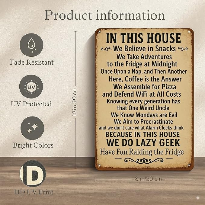 Vintage Funny Metal Tin Sign In This House We Do Geek Magic 8x12 Inches Poster - Image 2